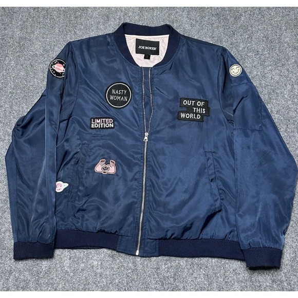 Joe Boxer Jackets & Blazers - Joe Boxer Jacket Womans Medium Limited Edition Navy Blue Bomber Y2K‎ Fashion